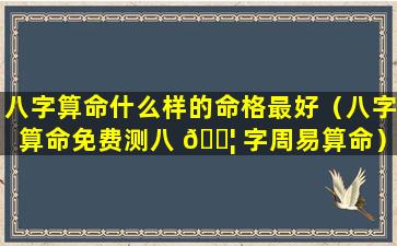 八字算命什么样的命格最好（八字算命免费测八 🐦 字周易算命）